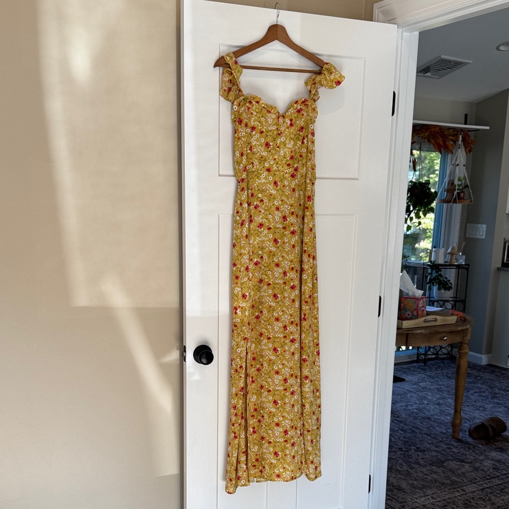 Altar'd State Yellow Floral Maxi Dress